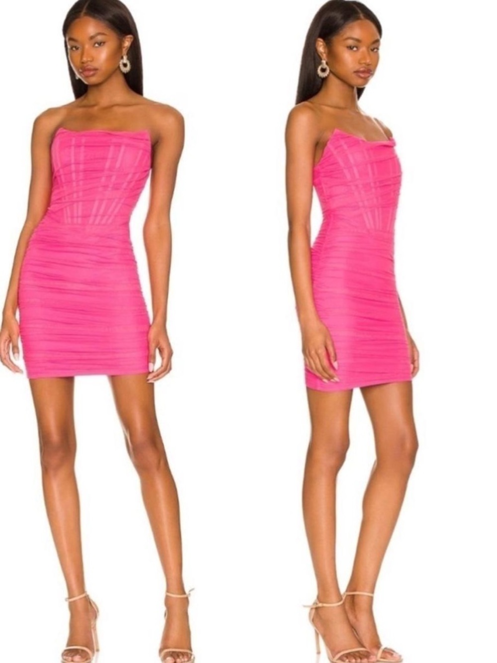 Superdown REVOLVE SUPERDOWN Sonya Bustier Mesh Dress in Hot Pink